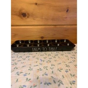 Rae Dunn Black Ceramic Farm to Table Egg Holder NIB